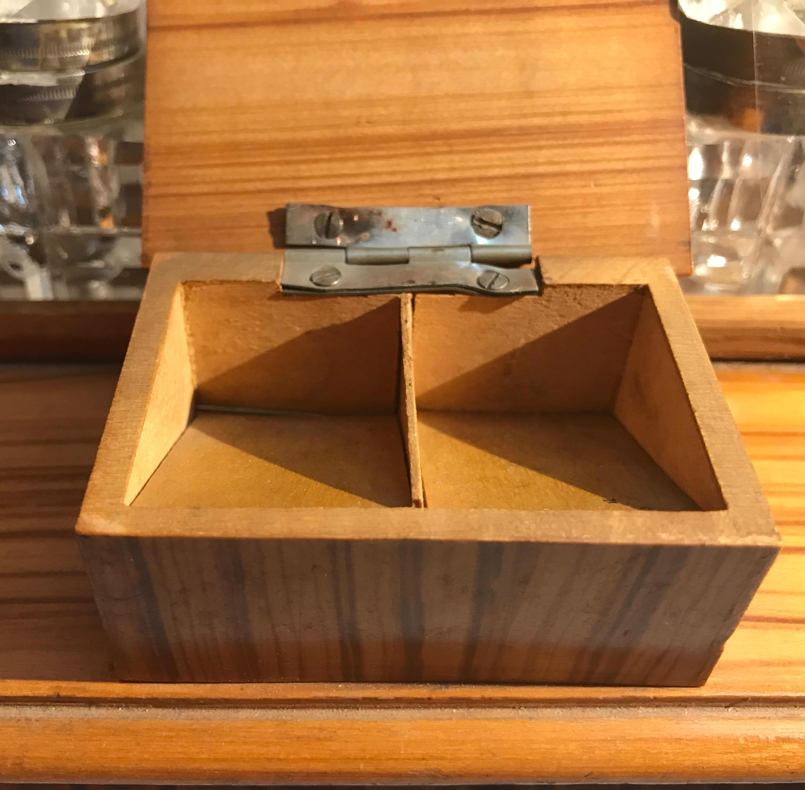 English Miniature Desk Motif Double Inkwell Box 3