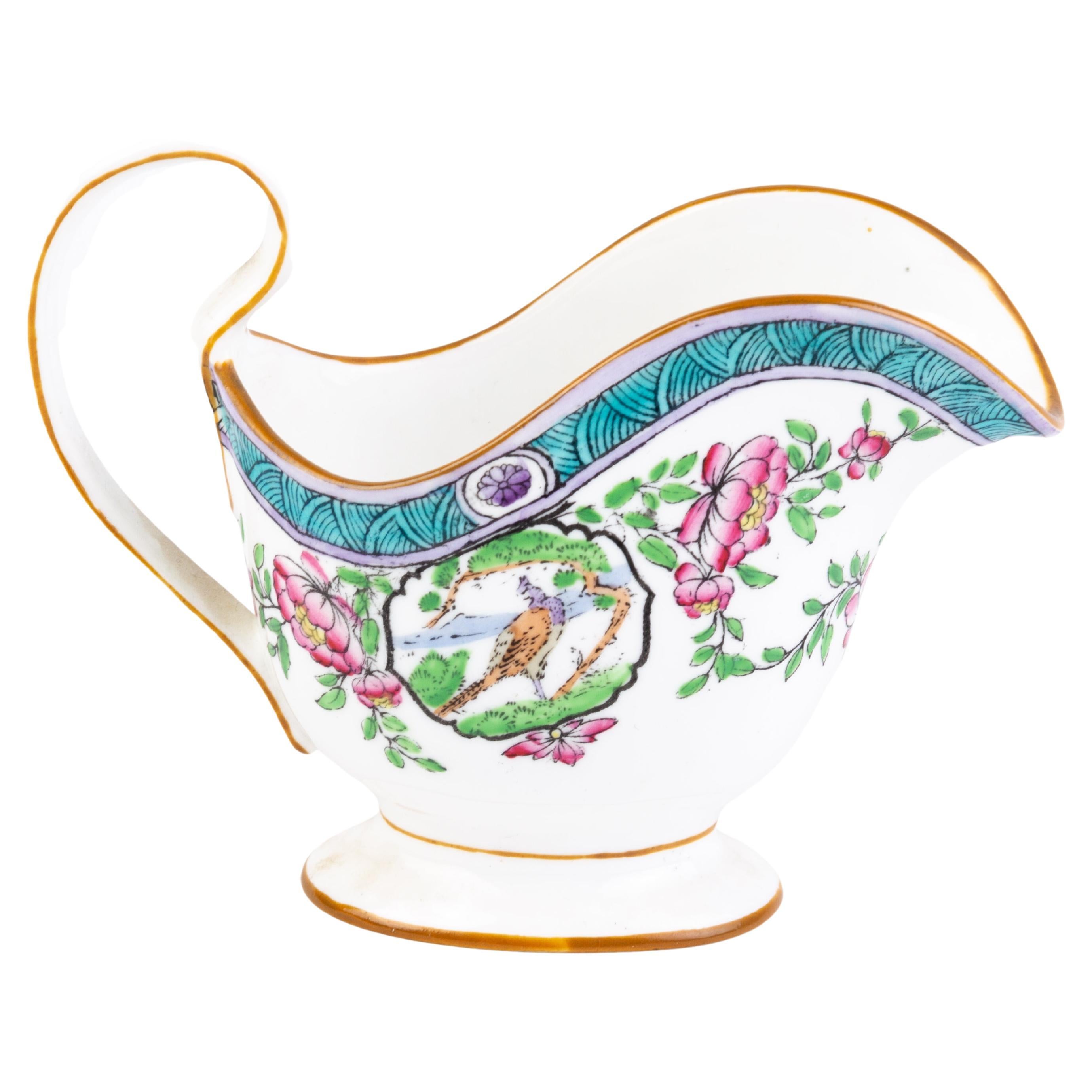 English Minton Fine Porcelain Exotic Bird Cream Jug Pitcher For Sale at