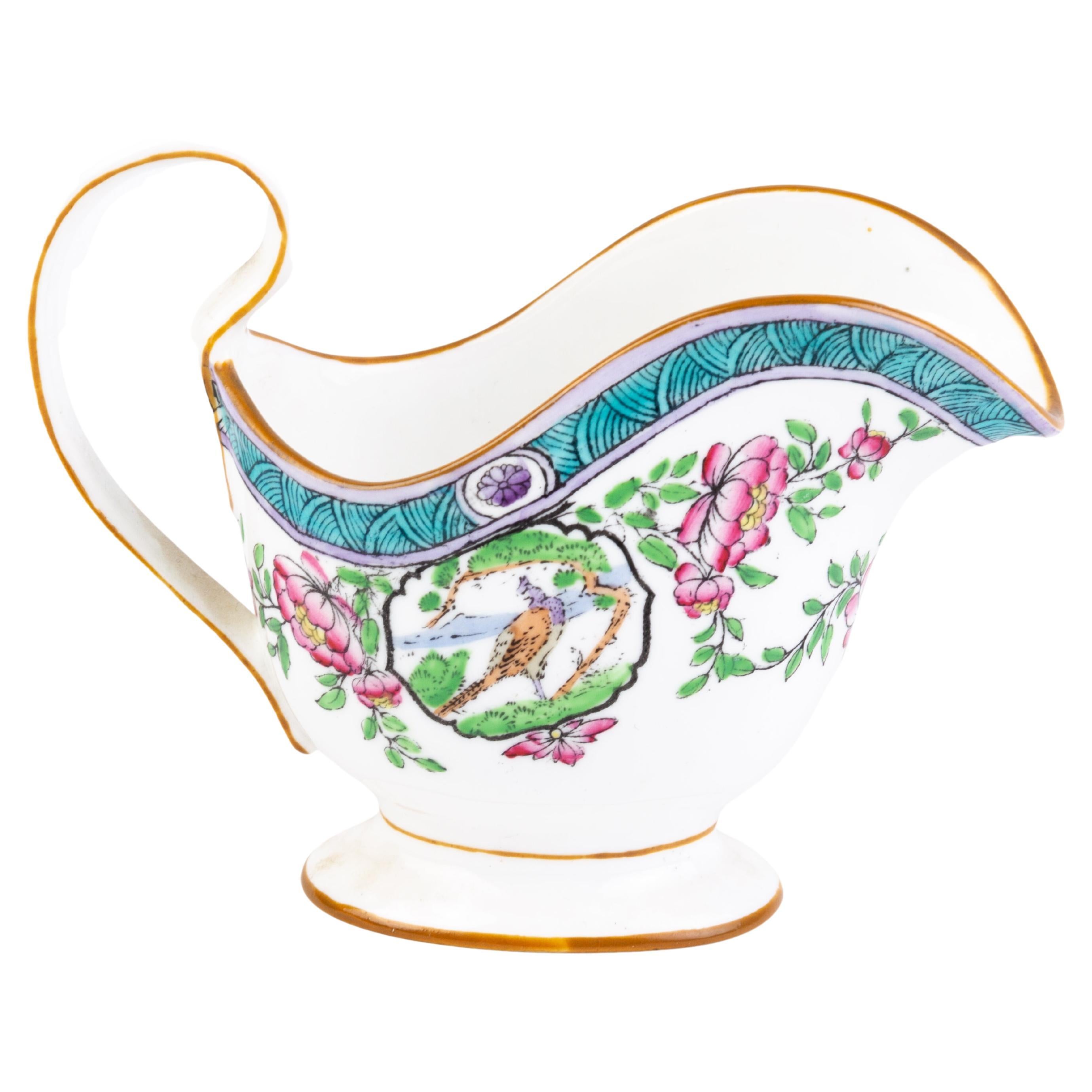 English Minton Fine Porcelain Exotic Bird Cream Jug Pitcher  For Sale