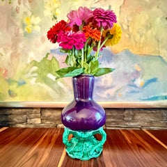 English Minton Japonisme Aesthetic Movement Majolica Aubergine Eggplant Vase