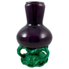 Englische Minton Japonisme Majolika Aubergine-Aubergine-Vase, Ästhetizismus