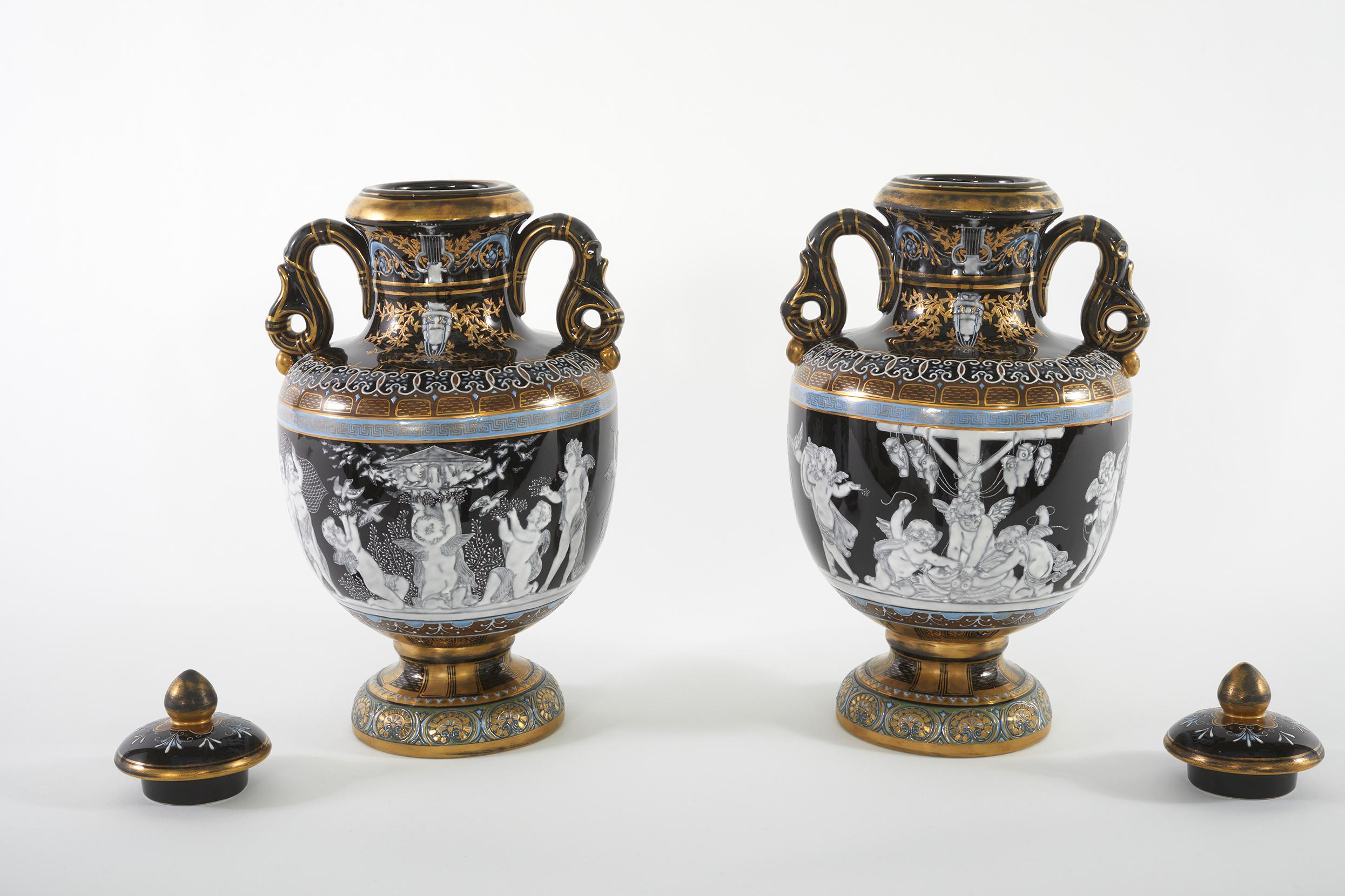 English Minton Porcelain Covered Urns For Sale 9