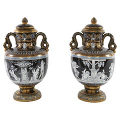 English Minton Porcelain Covered Urns