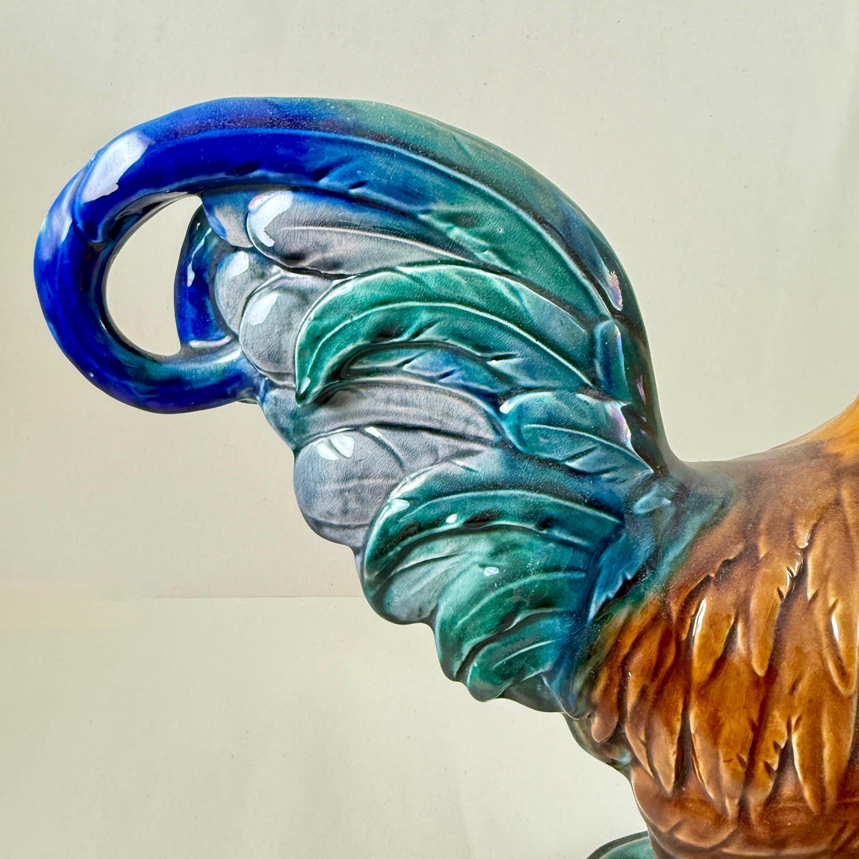 Figure de coq anglais Mintons 1910 du mouvement esthétique en majolique émaillée John Henk en vente 2