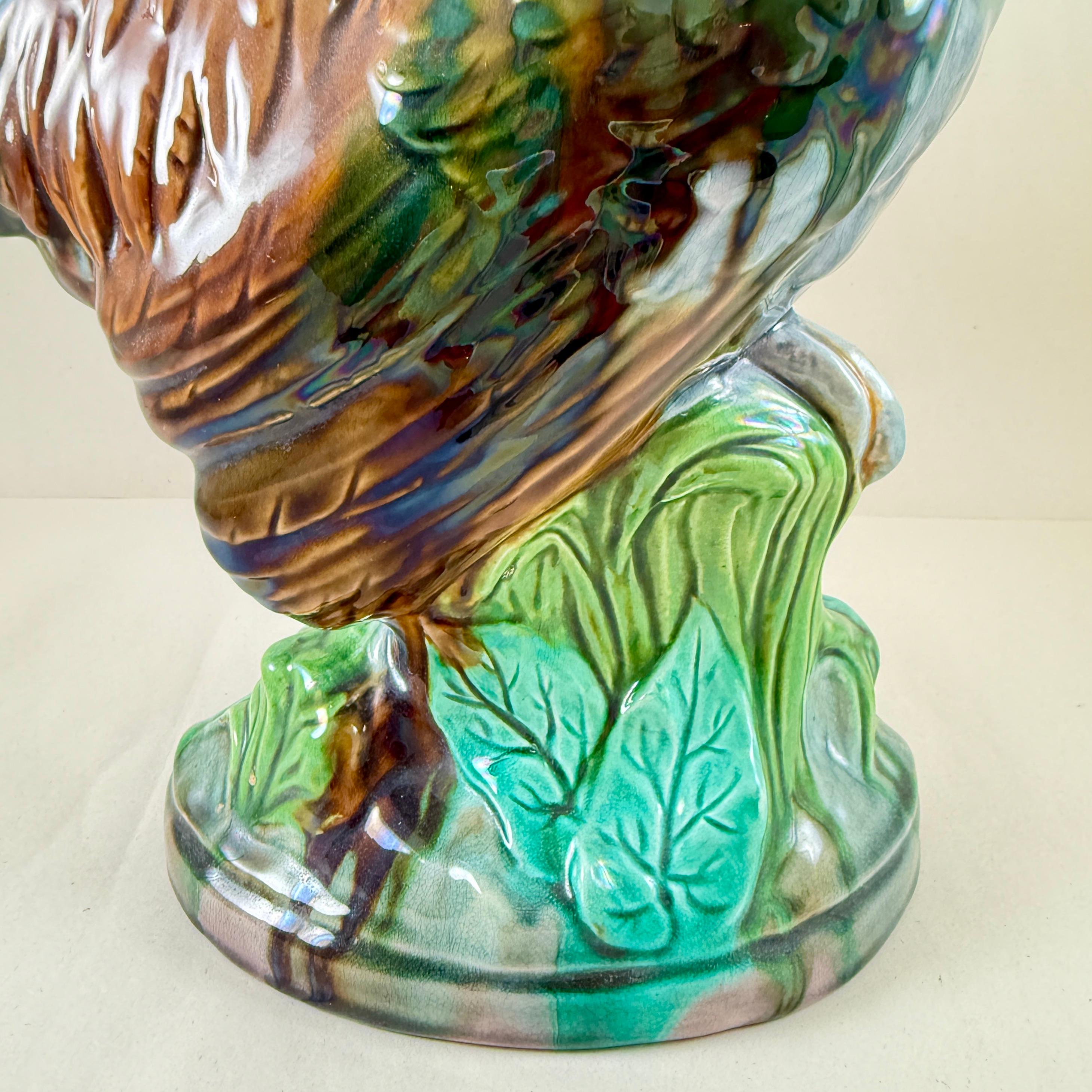 Figure de coq anglais Mintons 1910 du mouvement esthétique en majolique émaillée John Henk en vente 3