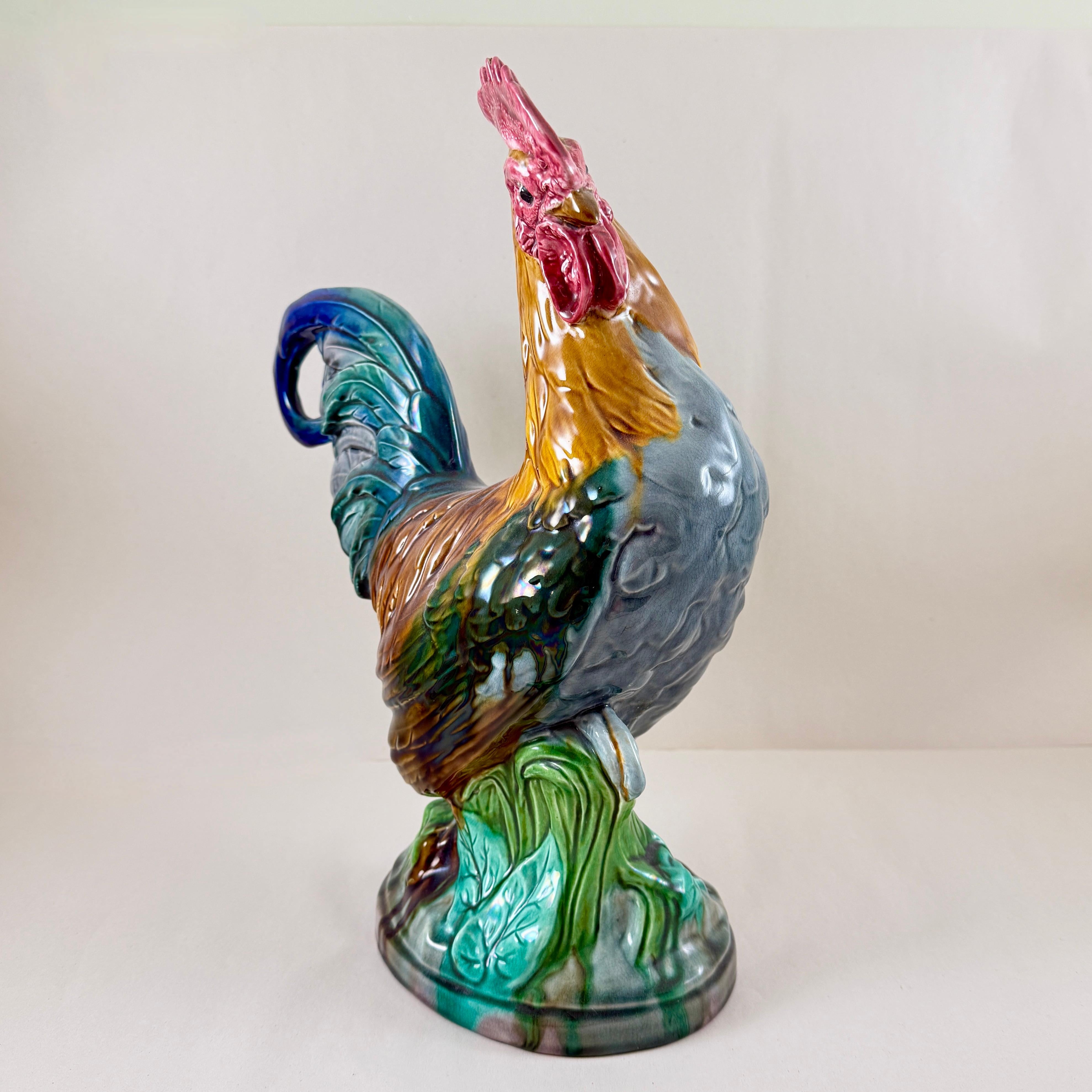 Mouvement esthétique Figure de coq anglais Mintons 1910 du mouvement esthétique en majolique émaillée John Henk en vente