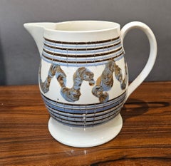 English Mocha Pottery Creamware Earthworm Jug