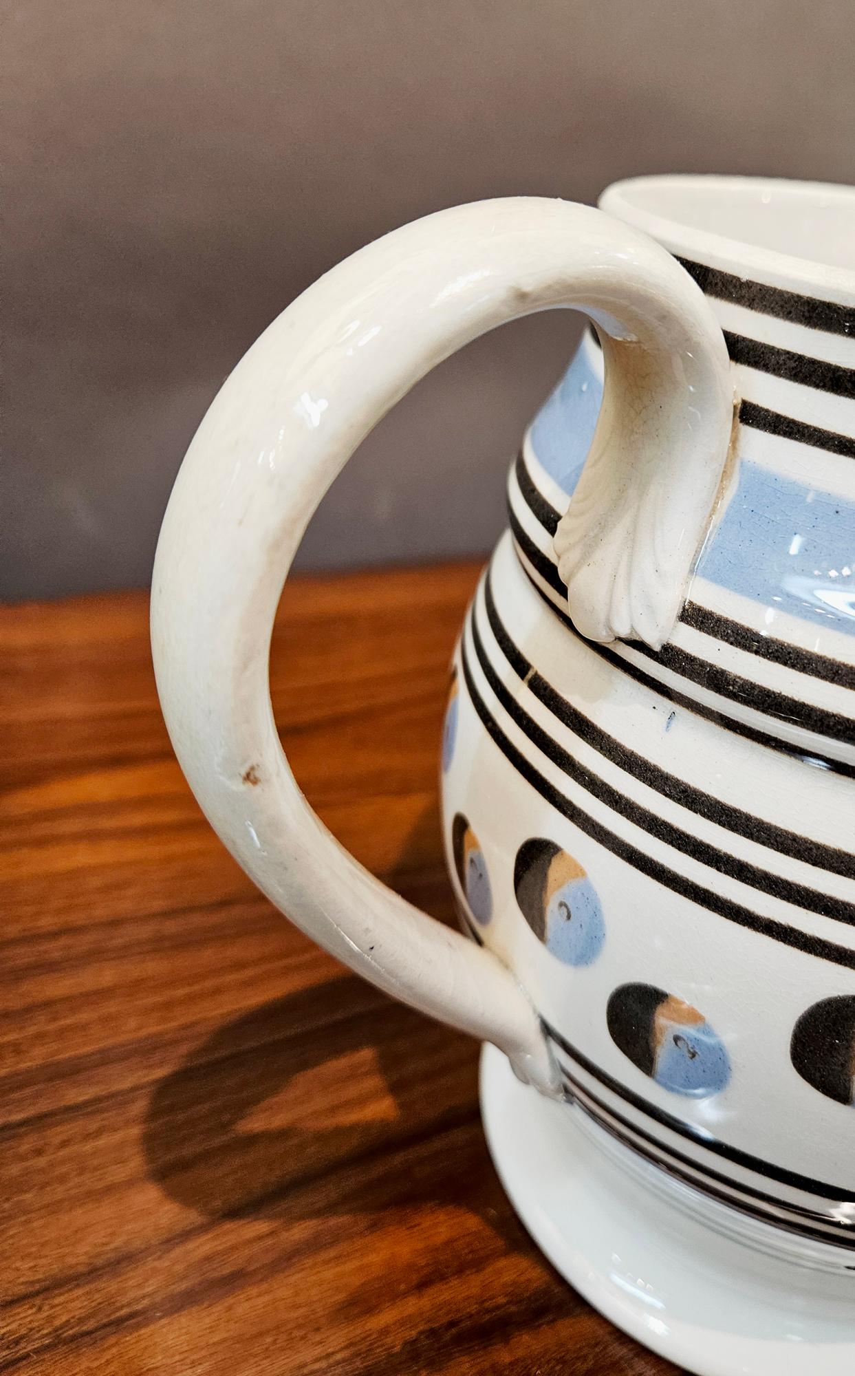 Englischer Mocha-Keramik-Perlengeschirr-Krug mit Katzenauge-Design im Angebot 4