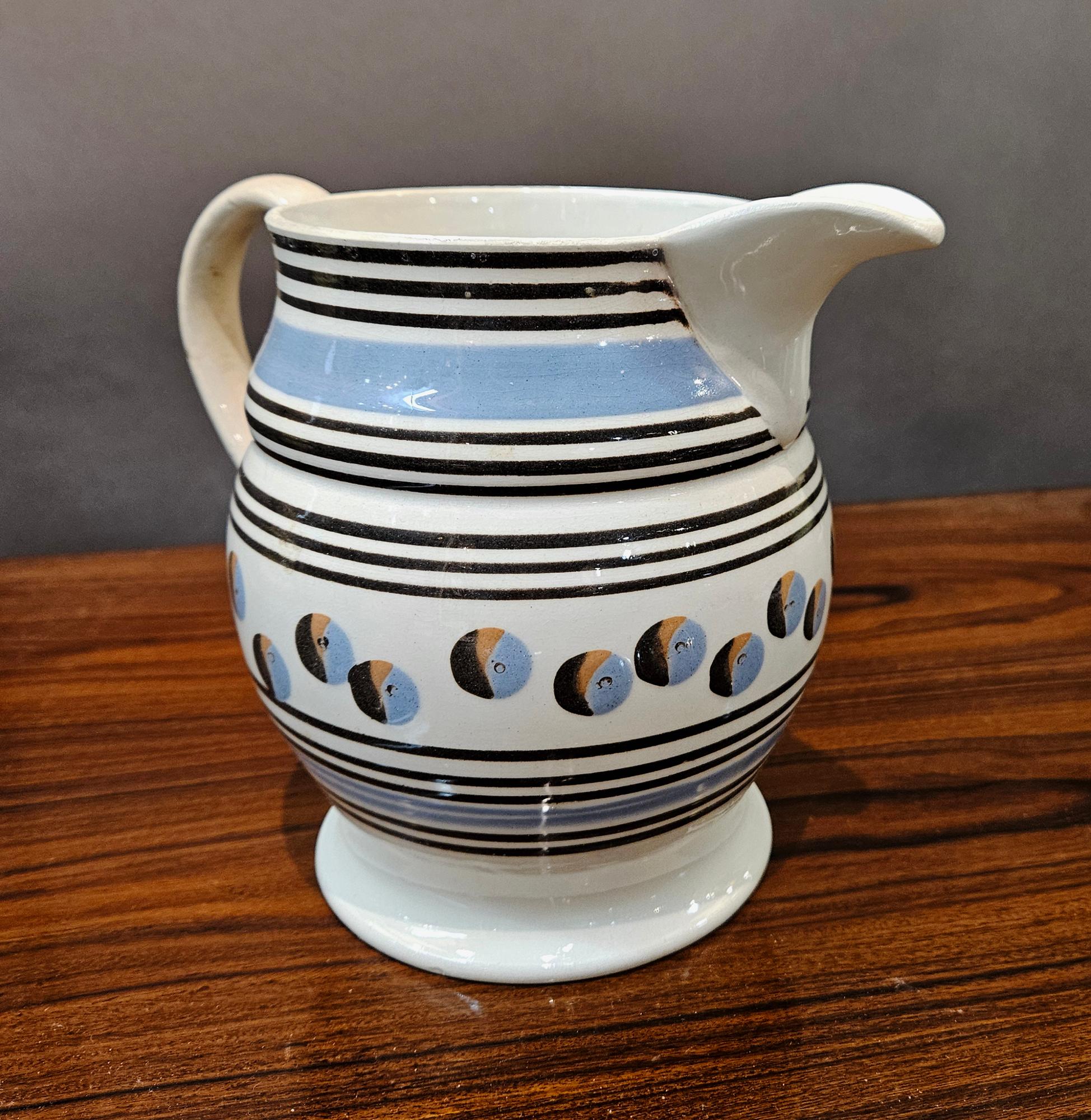 Englischer Mocha-Keramik-Perlengeschirr-Krug mit Katzenauge-Design im Angebot 1