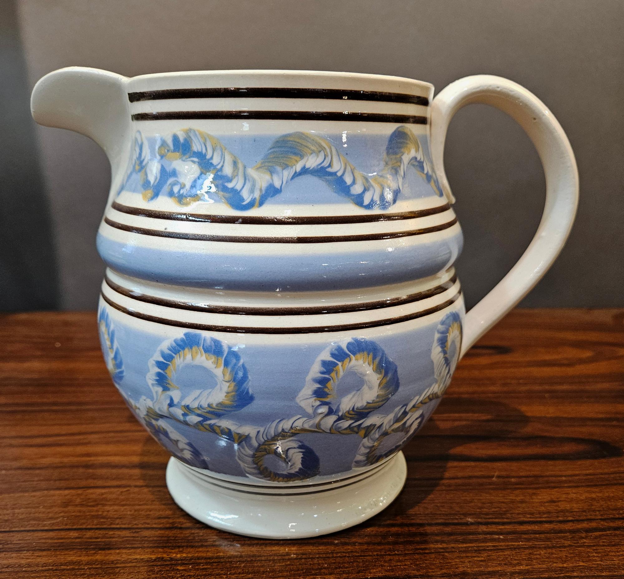 Jarra inglesa de cerámica mocha Pearlware Earthworm Inglés en venta