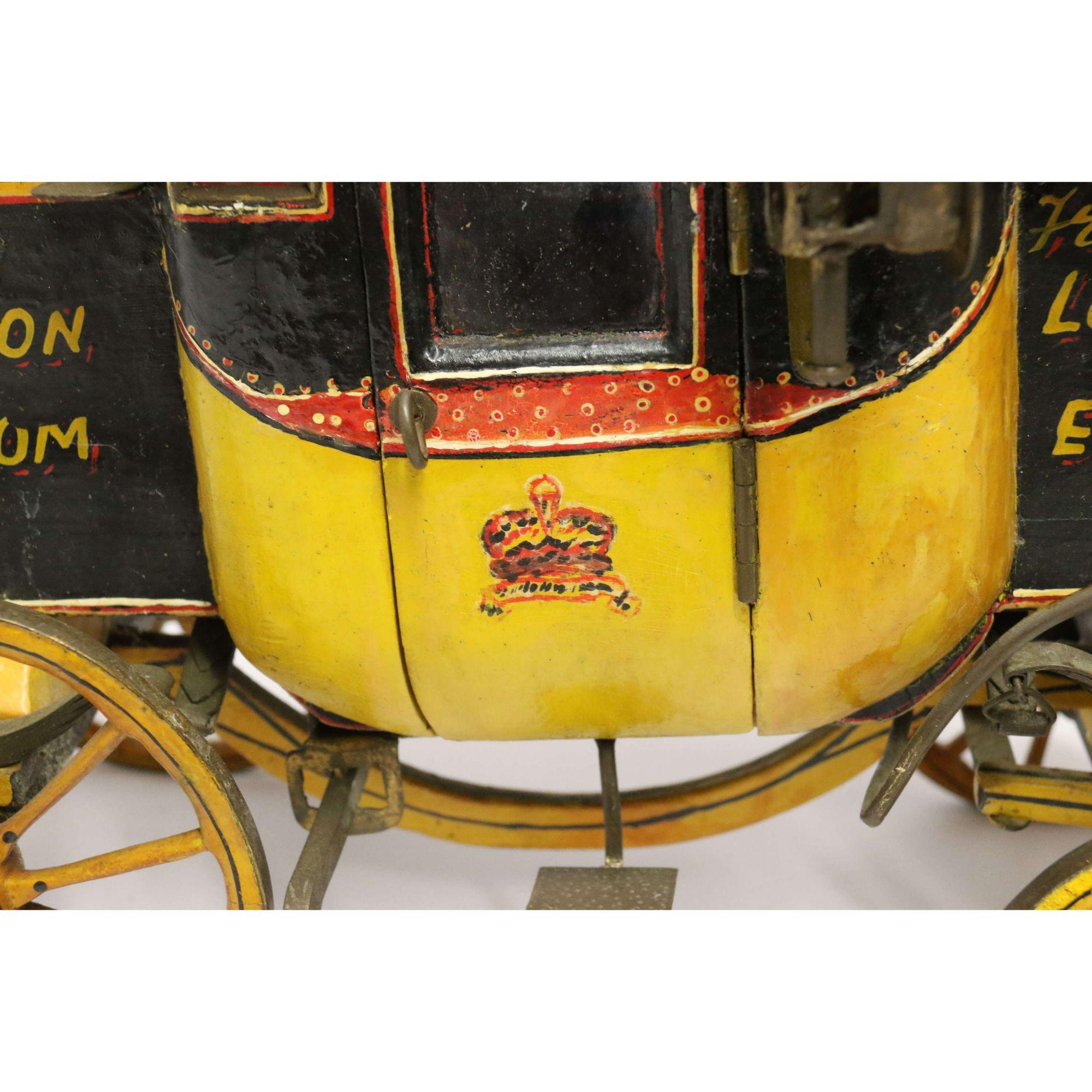 Wood  English Model of an 18th Century London to Epsom Stagecoach, Edwardian Period