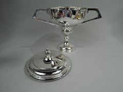 English Modern Classical Sterling Silver Covered Trophy Cup, 1963