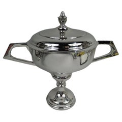 English Modern Classical Sterling Silver Covered Trophy Cup, 1963