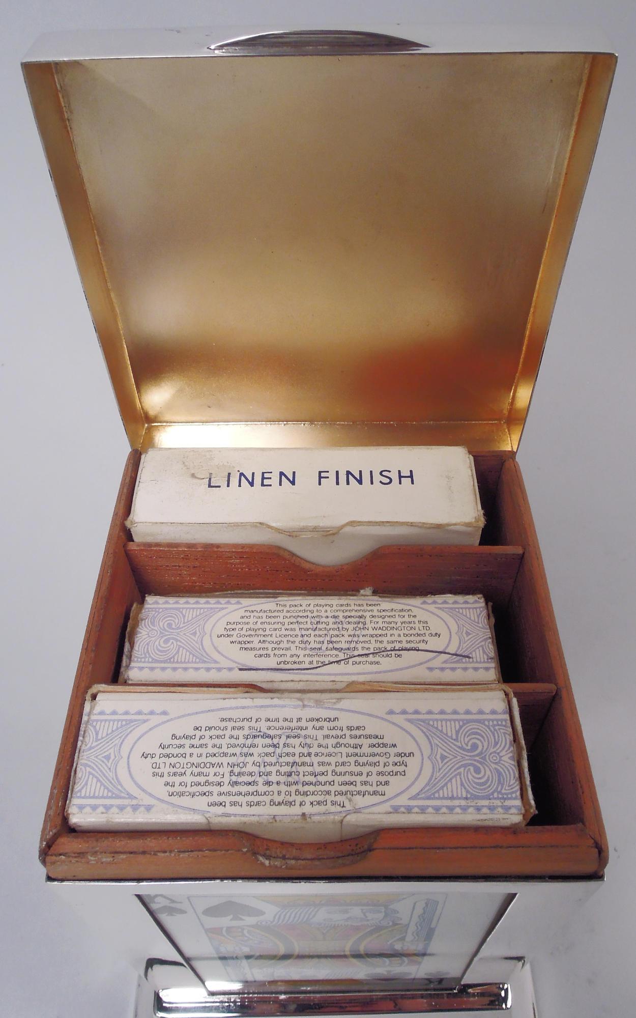 English Modern Classical Sterling Silver Playing Cards Box 1926 For Sale 3