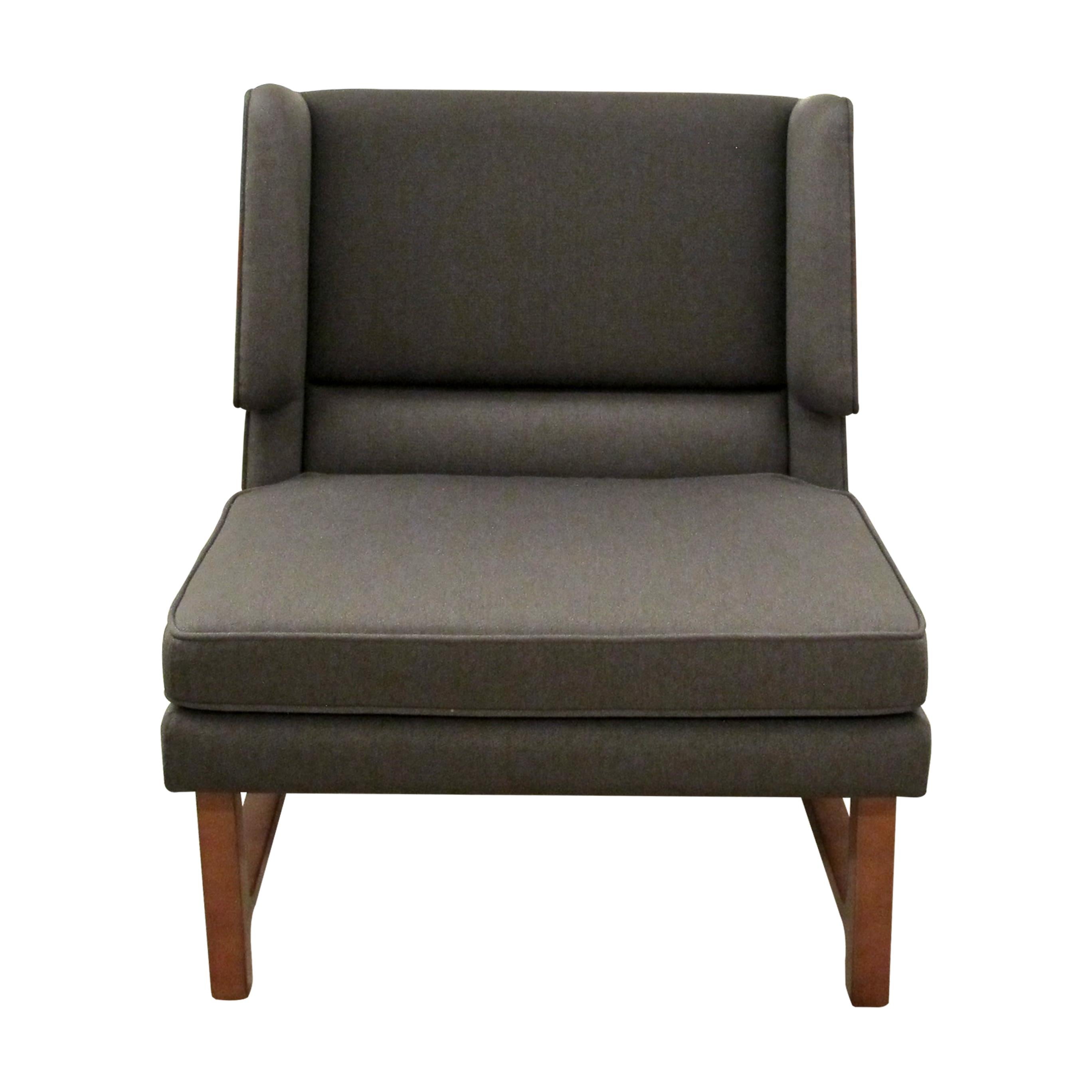 English Modern Large Wingback Armchair with its Matching Stool For Sale 1