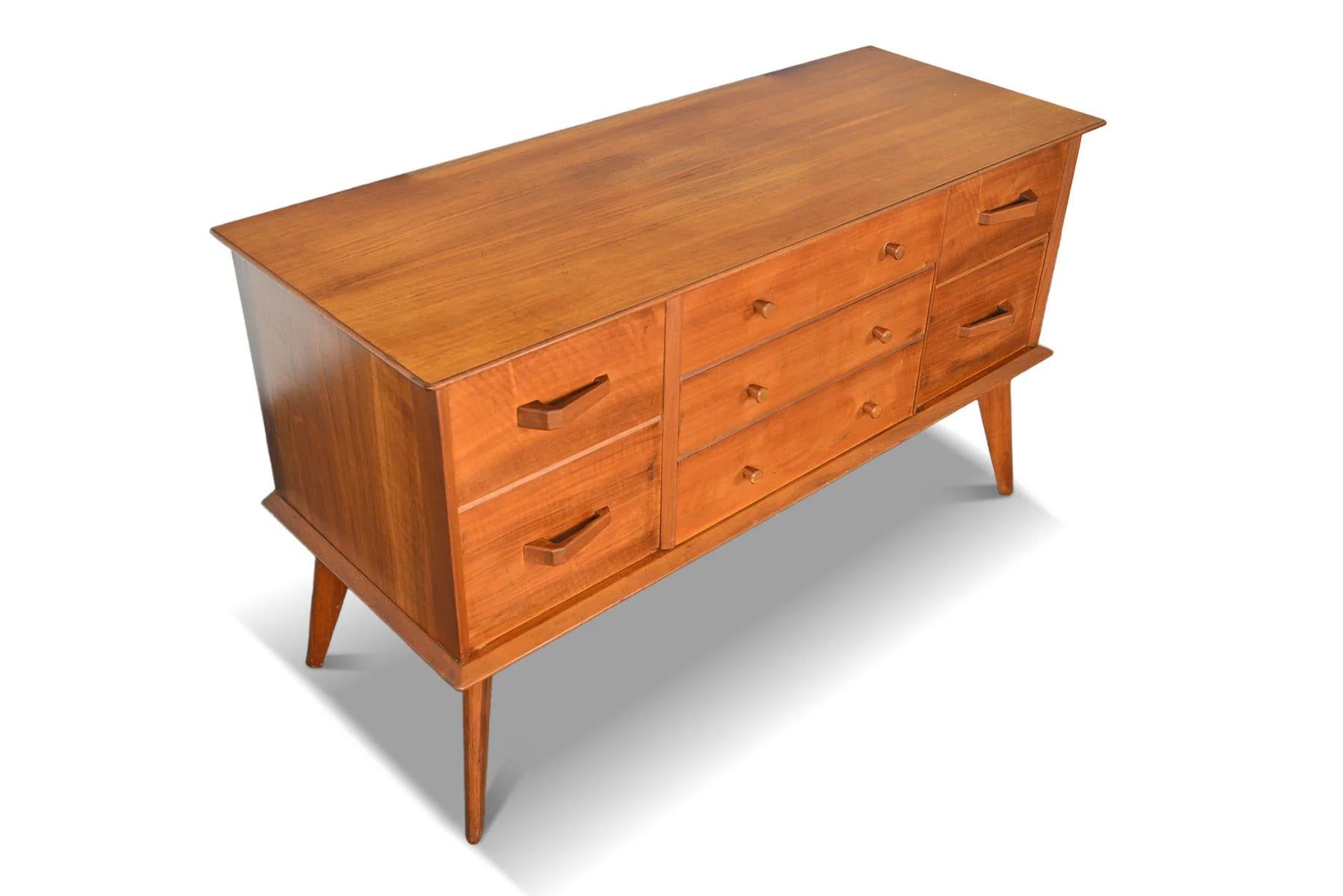 Mid-Century Modern English Modern Seven Drawer Walnut Dresser For Sale
