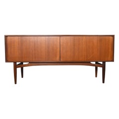English Modern Sliding Door Credenza in Teak