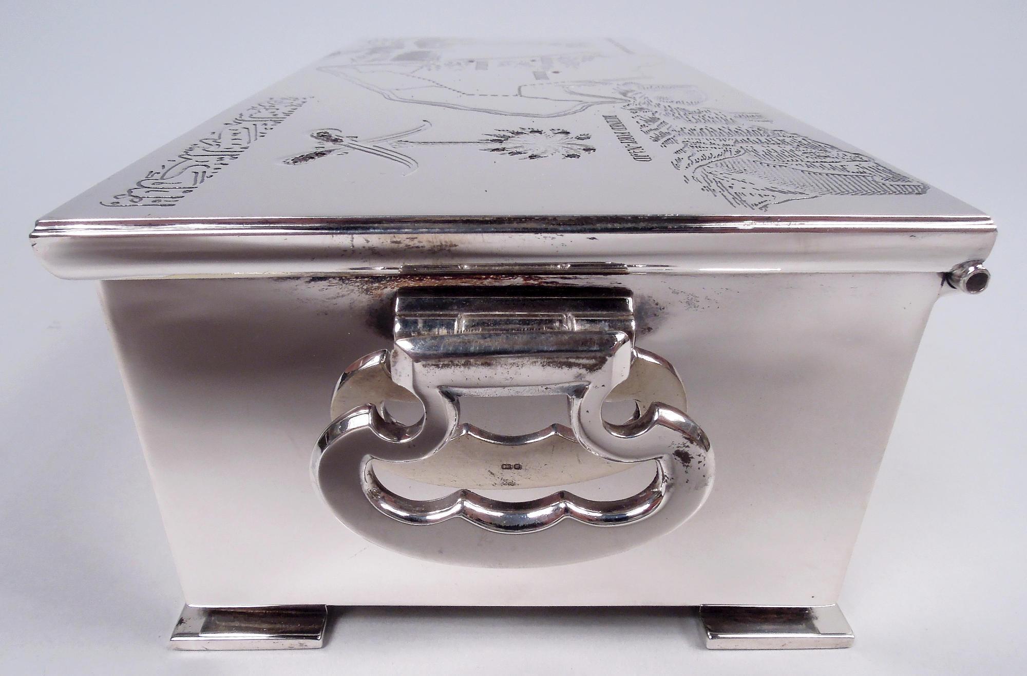Moderno Scatola moderna inglese in argento sterling con associazione dell'Arabia Saudita in vendita