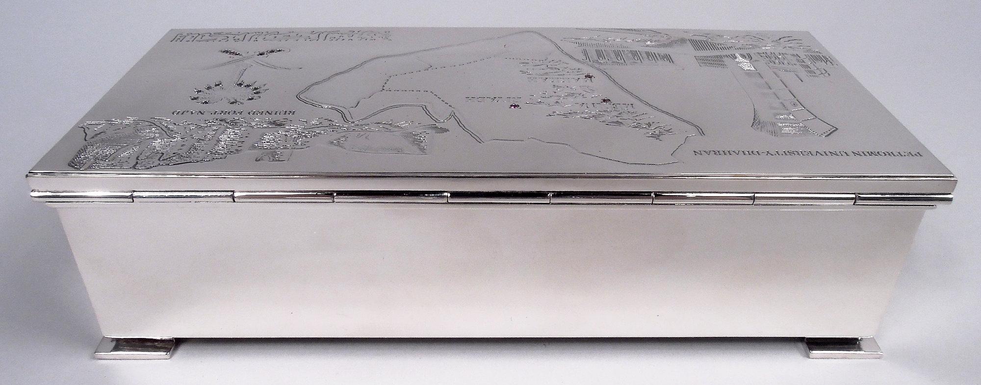 Britannico Scatola moderna inglese in argento sterling con associazione dell'Arabia Saudita in vendita