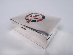 English Modern Sterling Silver Box with Scottish Agate Thistle