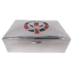 English Modern Sterling Silver Box with Scottish Agate Thistle