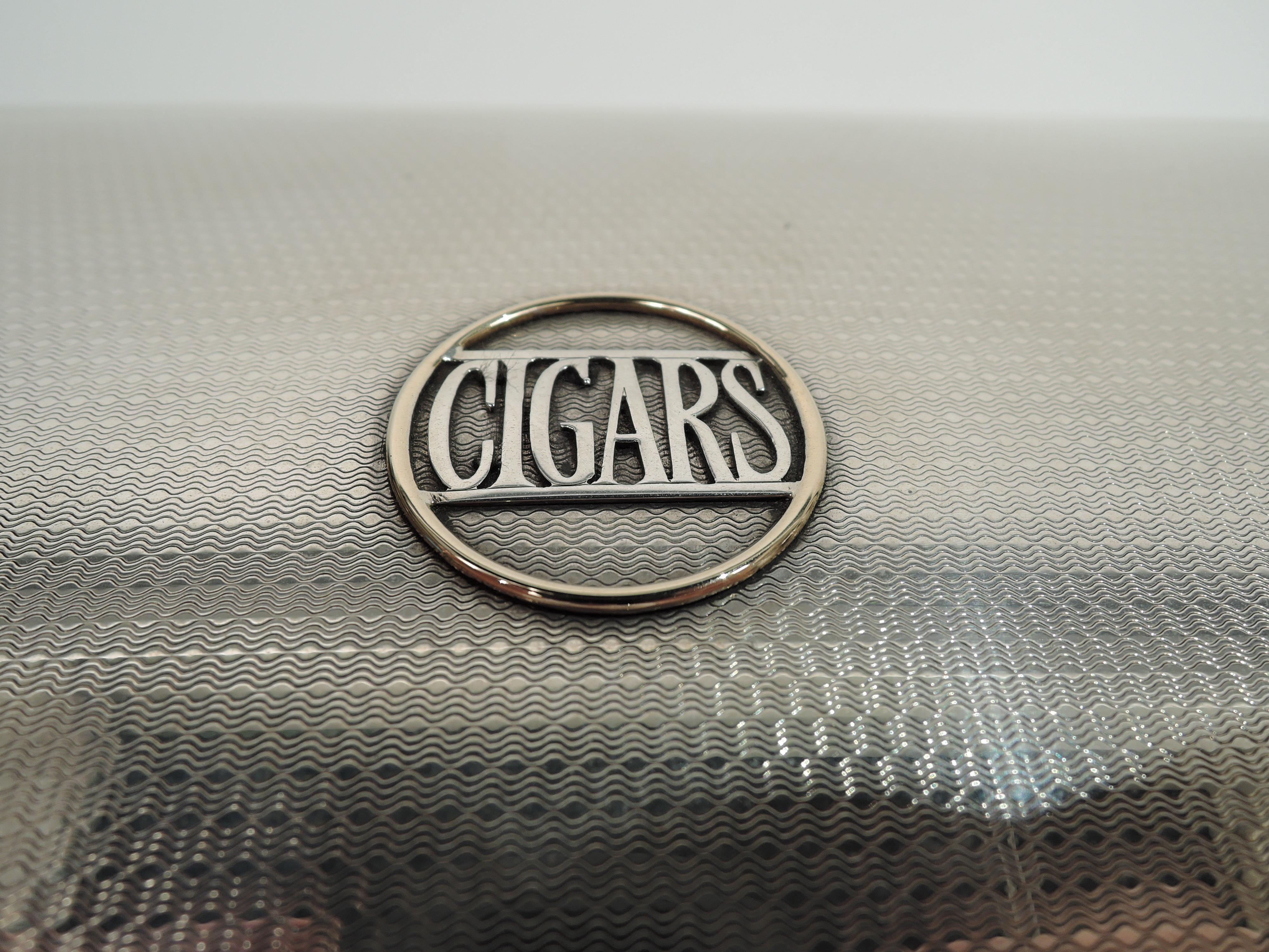 Art Deco English Modern Sterling Silver Cigar Box For Sale