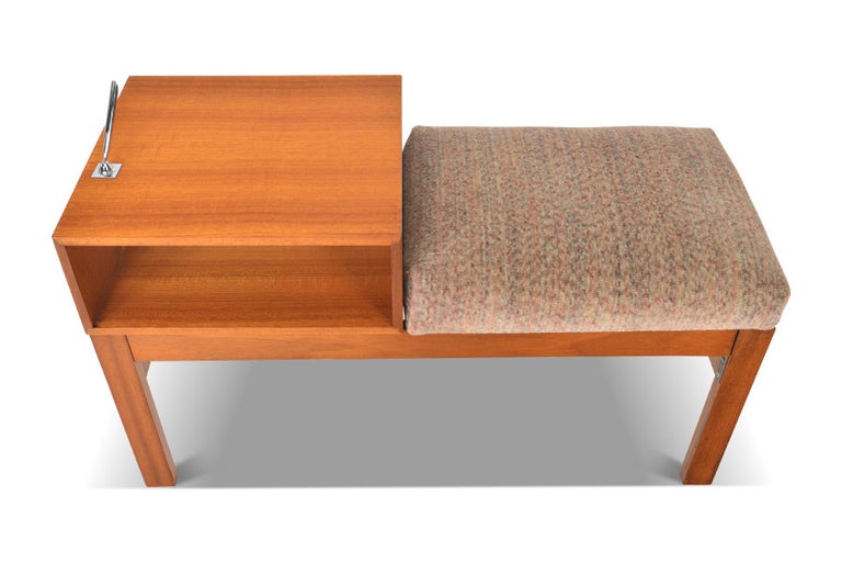 English Modern Teak Telephone Bench with Mauve Seat For Sale at 1stDibs
