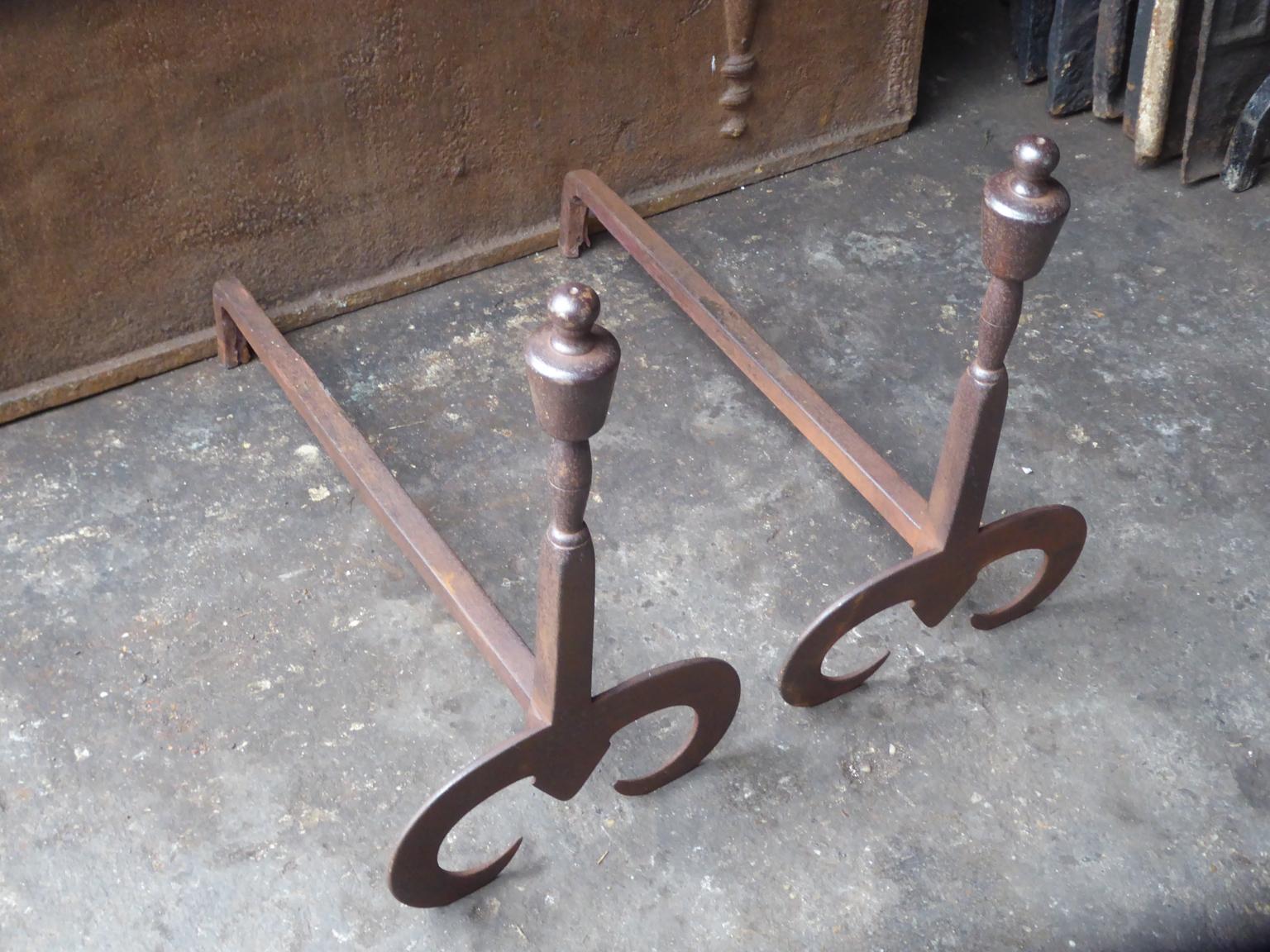 British English Modernist Firedogs or Andirons For Sale