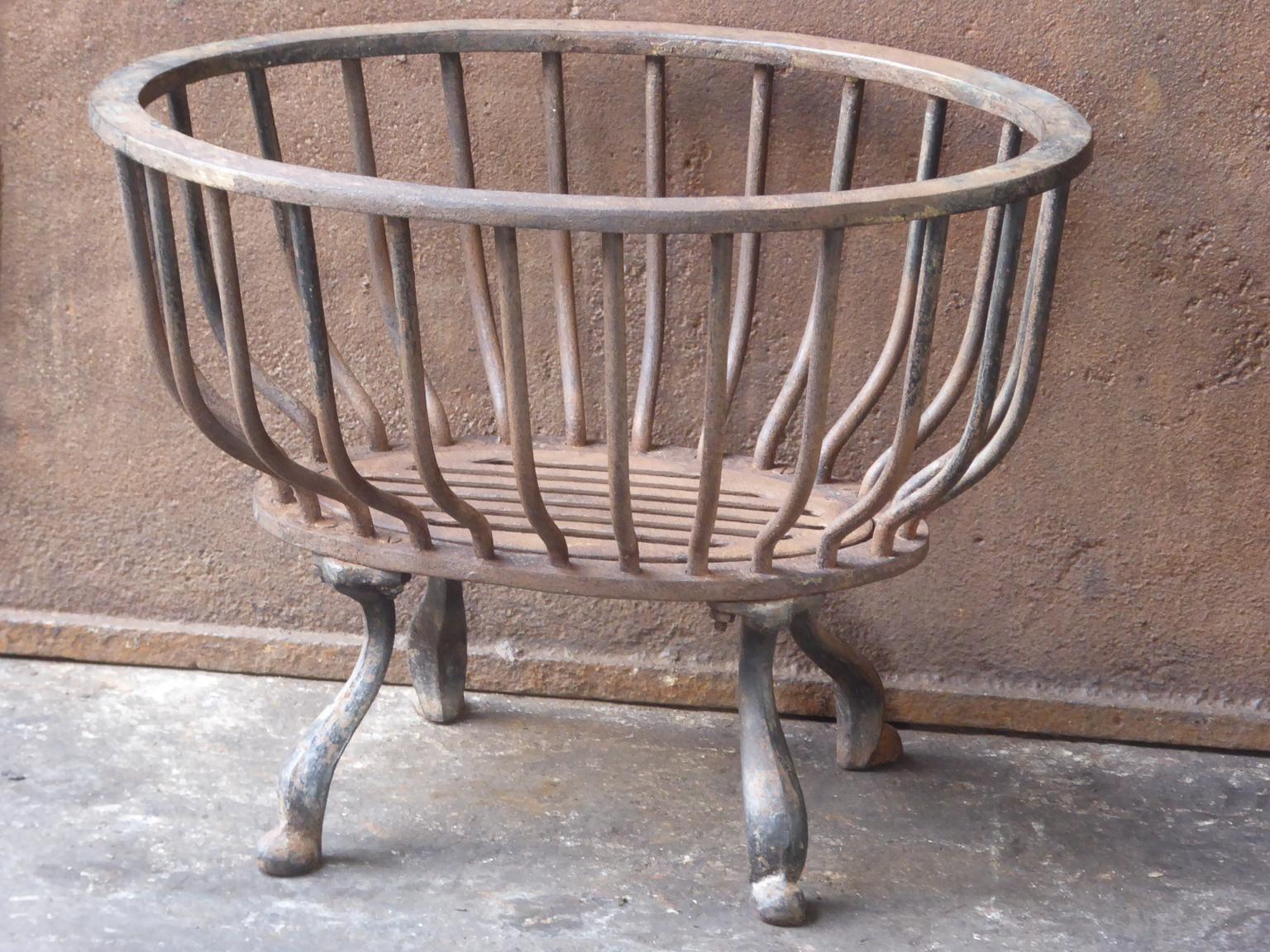 English modernist fireplace basket or fire basket. The fireplace grate is made of wrought iron. It has a natural brown patina. Upon request it can be made black.

















 