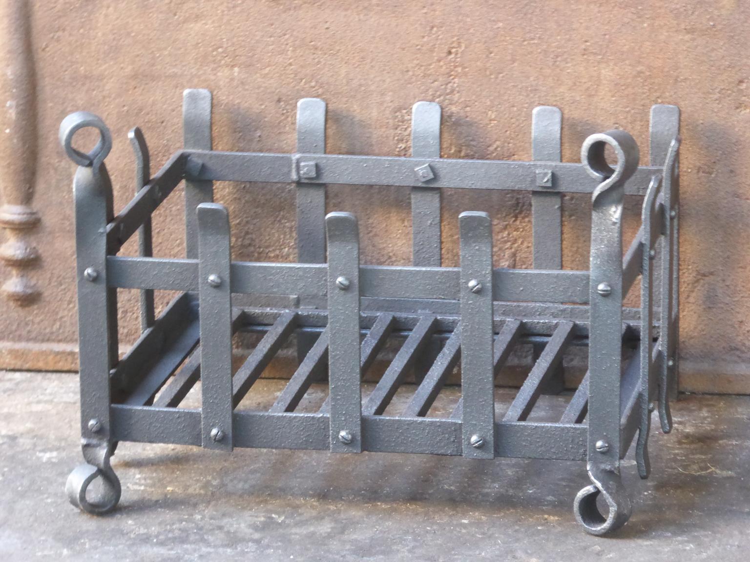 Forged English Modernist Fireplace Grate, Fire Grate