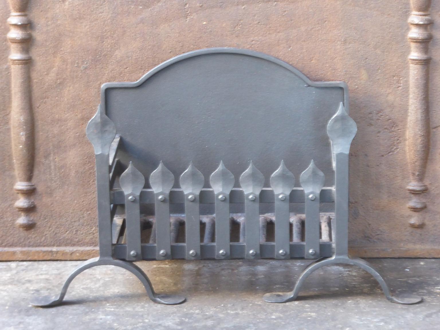 Forged English Modernist Fireplace Grate, Fire Grate