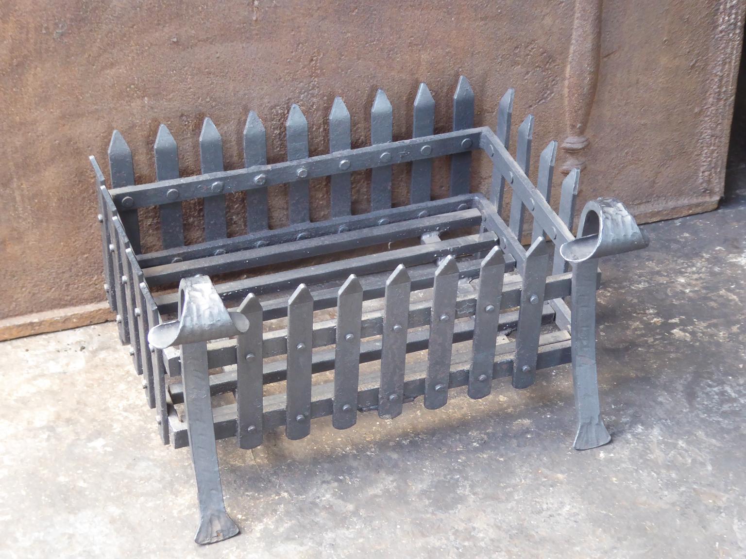Forged English Modernist Fireplace Grate, Fire Grate, 20th Century For Sale