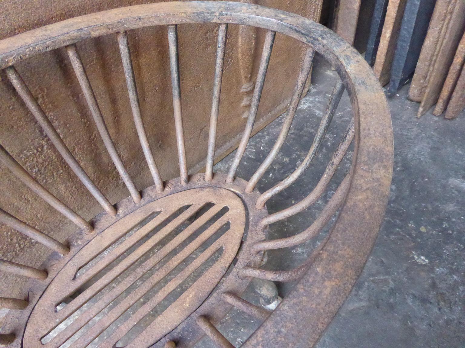 Wrought Iron English Modernist Fireplace Grate, Fire Grate