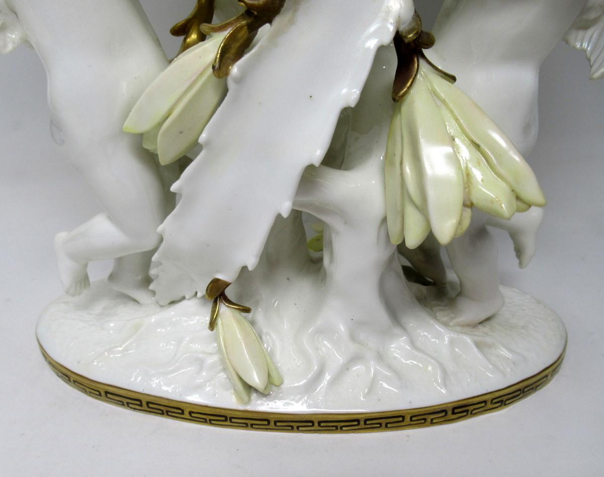 Ceramic English Moore Brothers Porcelain Cream Gilt Cherub Cacti Centerpiece