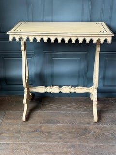 English Moorish Revival Painted Side Table with Scalloped Apron