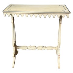 English Moorish Revival Painted Side Table with Scalloped Apron