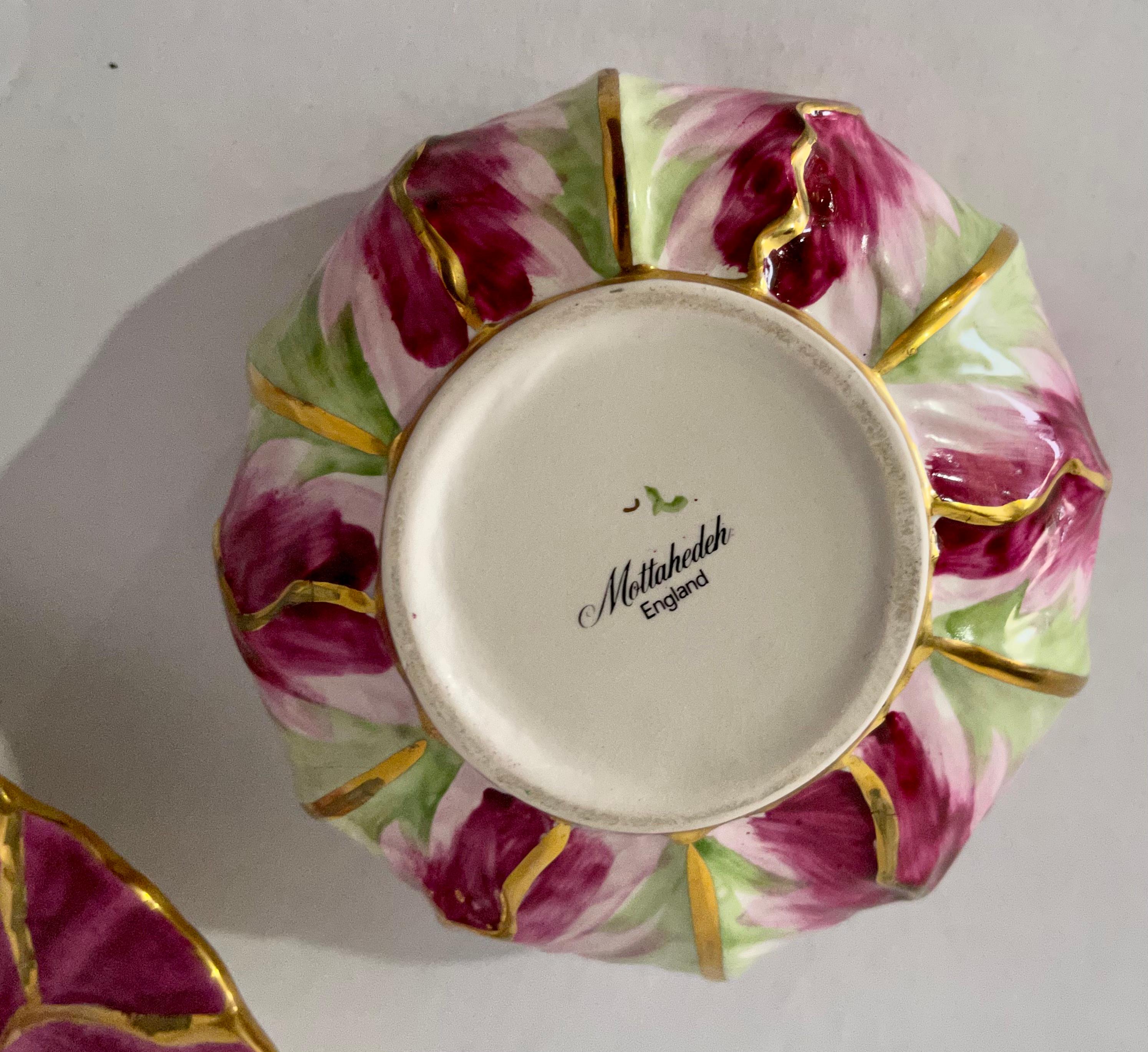 English Mottahedeh Porcelain Cabbage Form Tureen and Underplate In Good Condition In Kennesaw, GA