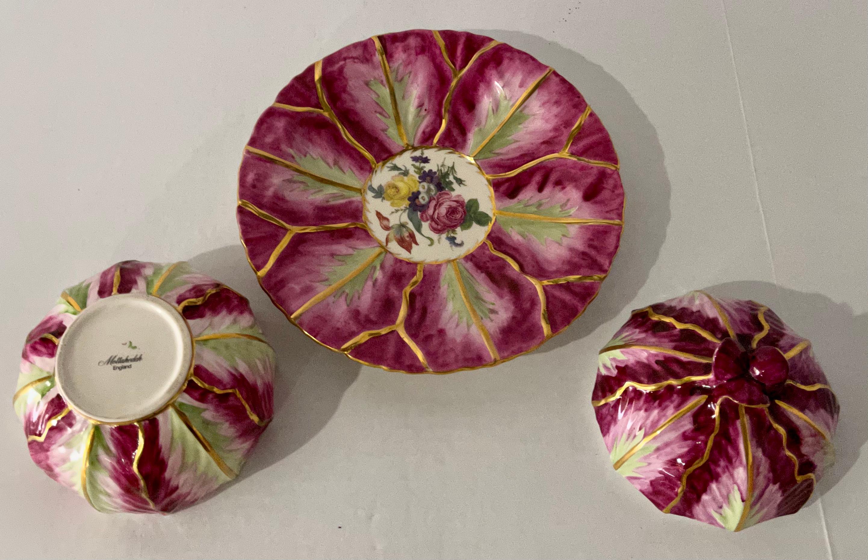 English Mottahedeh Porcelain Cabbage Form Tureen and Underplate 2