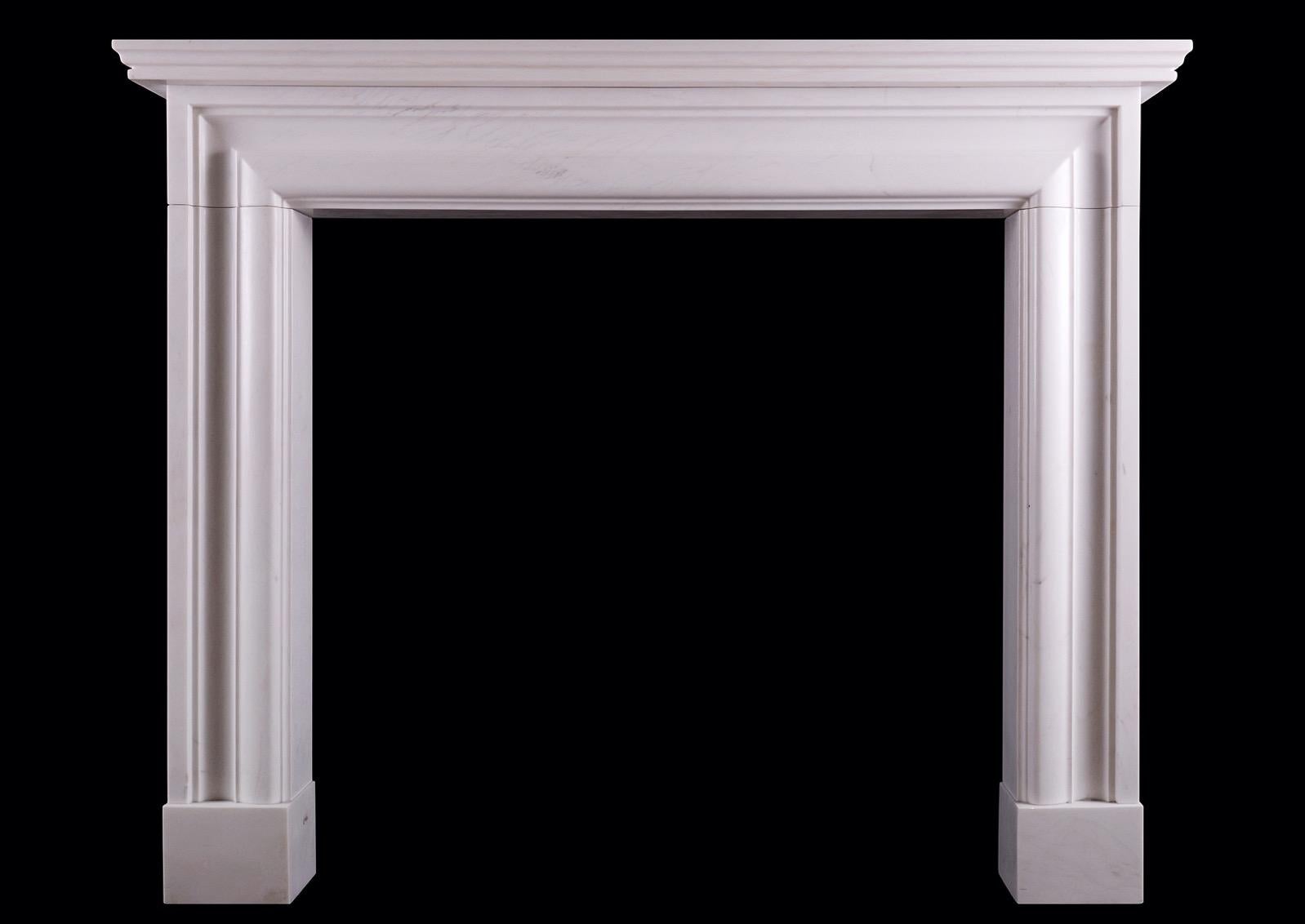 English Moulded Bolection Fireplace in White Marble In New Condition For Sale In London, GB
