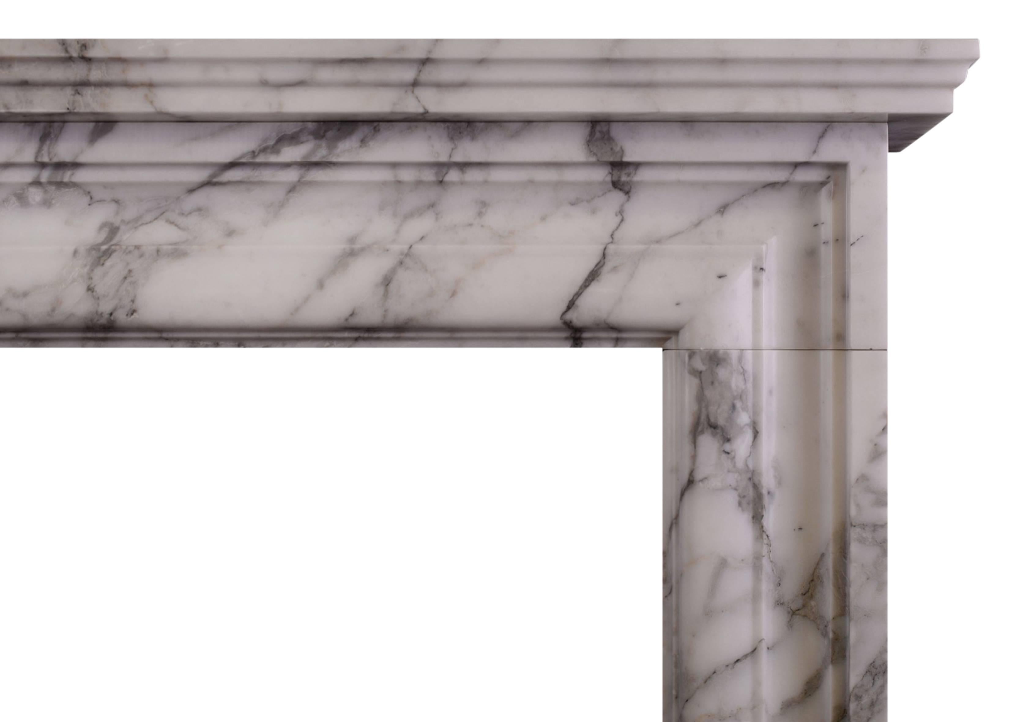 arabescato marble fireplace