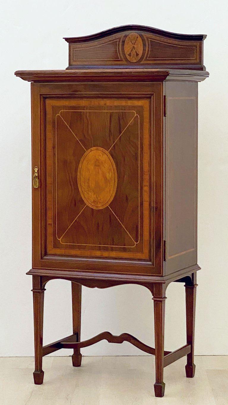 English Music Cabinet of Inlaid Mahogany from the Edwardian Era 4