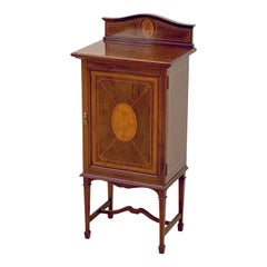 Antique English Music Cabinet of Inlaid Mahogany from the Edwardian Era