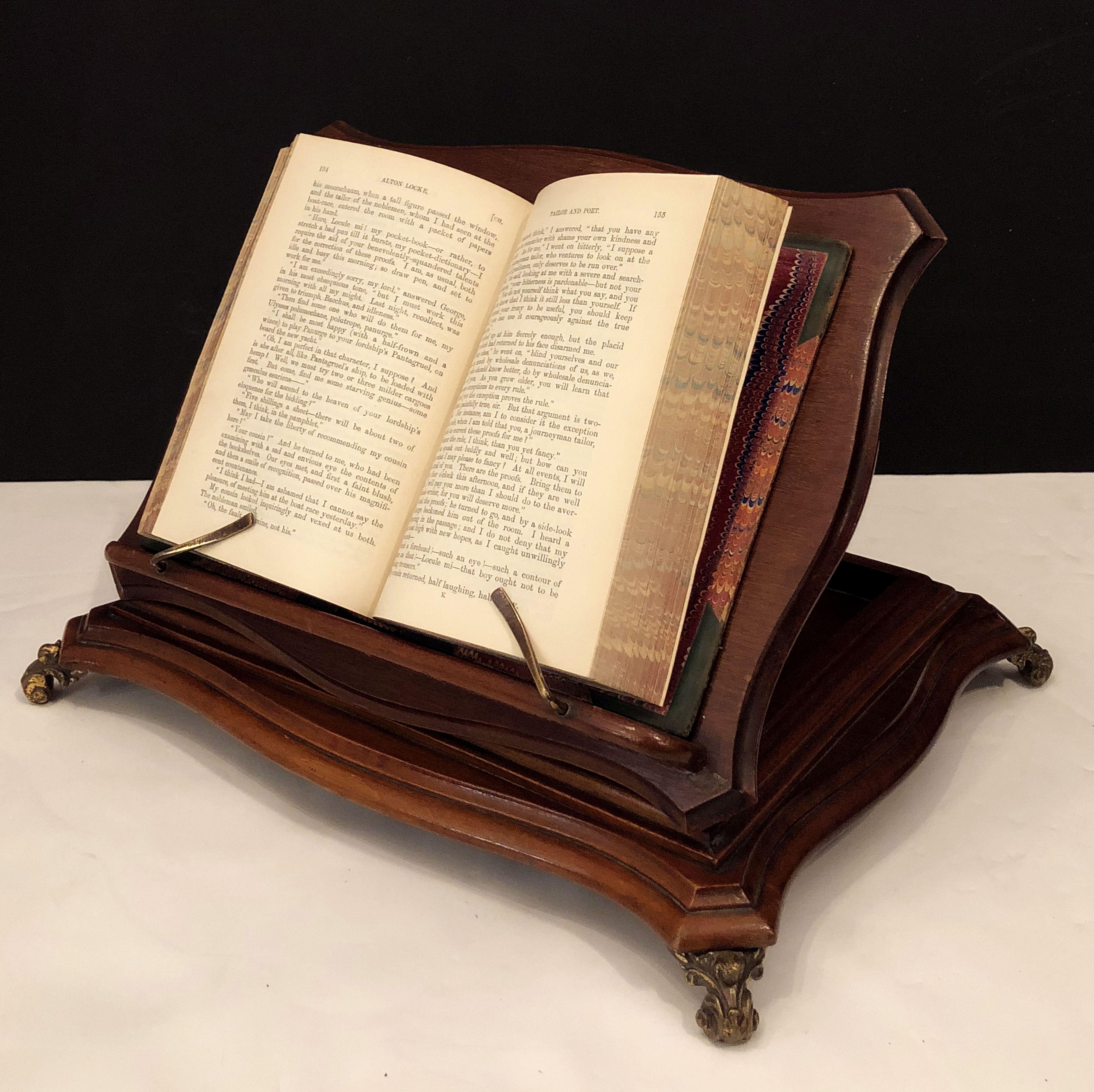 Art Nouveau English Music Stand of Mahogany and Brass