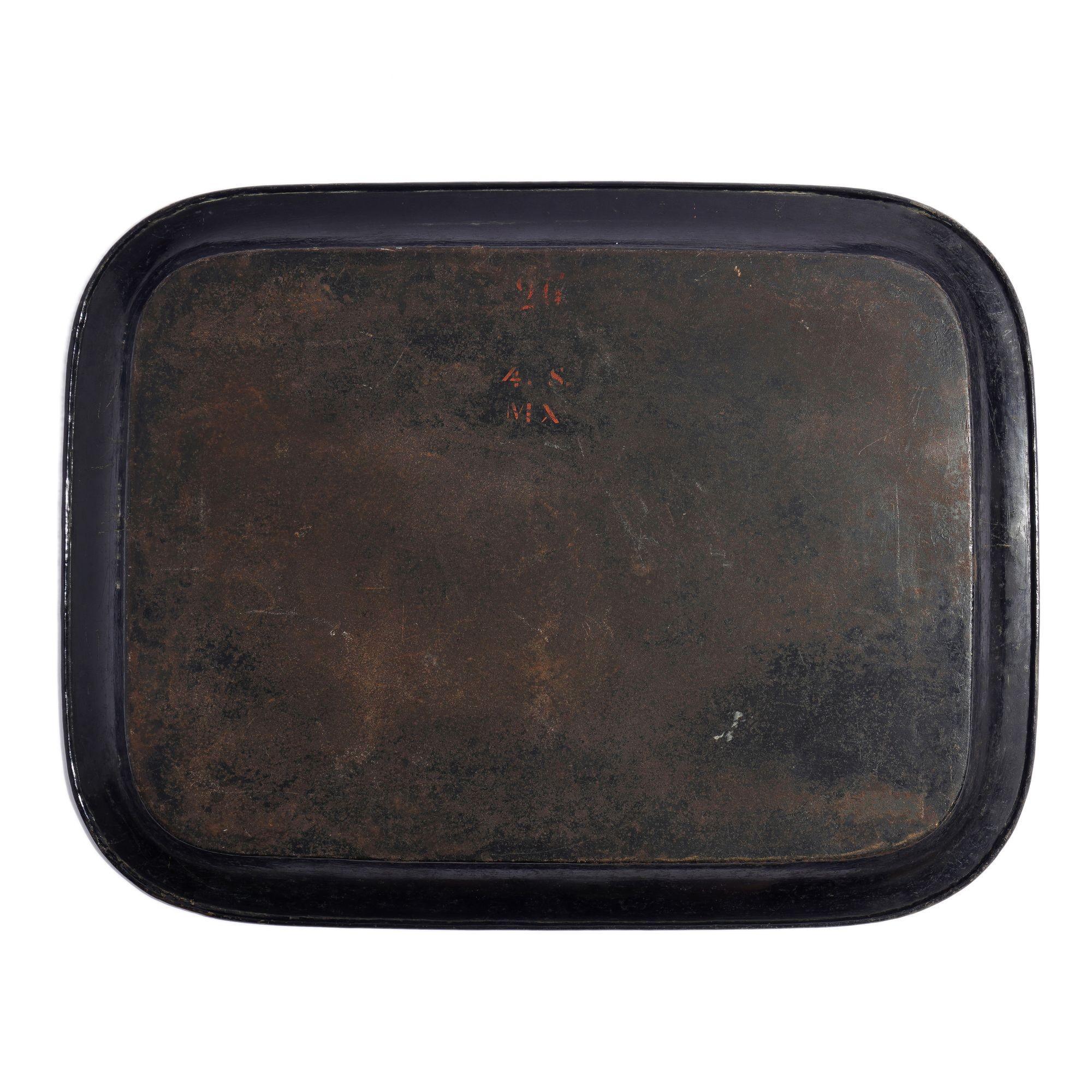 Plateau à tole à bord roulé en chinoiserie naïve anglaise, 1830 en vente 6