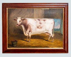 19ème siècle - Vache dans un intérieur stable