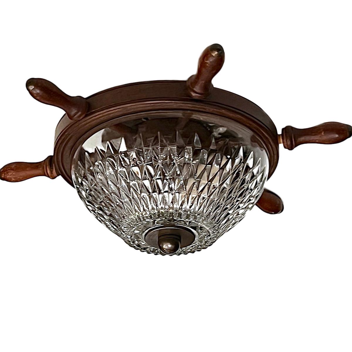 An English circa 1920s crystal flush mount fixture.

Measurements:
Diameter: 12