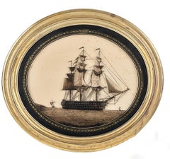 English Nautical Silhouettes on Glass of Named royal Navy Ships