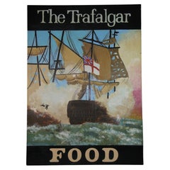 English Naval Battle "The Trafalgar" Painted Oversized Metal Restaurant Sign