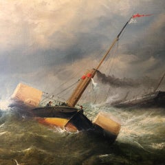 English Navy, Marine Oil on Canvas, 19th Century, Painting