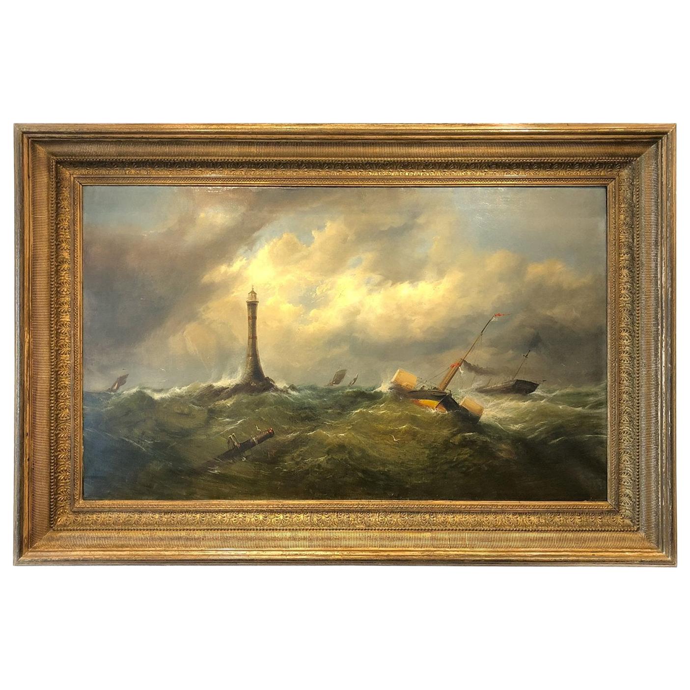 Englische Marine, Öl auf Leinwand, 19. Jahrhundert, Gemälde im Angebot